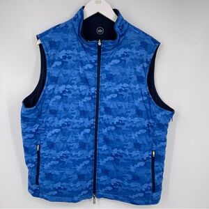 Peter Millar Cloudglow Blue Quilt Camo Reversible Vest Mens Size XL